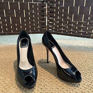 Christian Dior peep toe black pumps